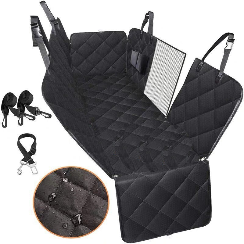 Dog Car Seat Cover with Mesh Window – Pet Hammock & Safety Protector for Rear Seats | Zipper, Pocket & Travel-Friendly Design
