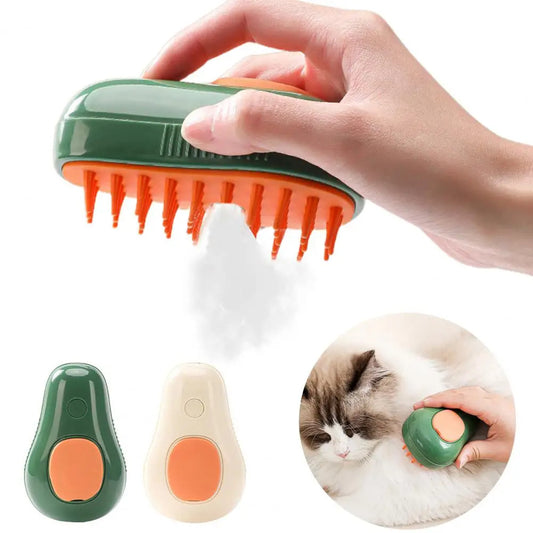Steam Cat Brush – Self-Cleaning Pet Grooming Comb for Cats & Dogs Avocado Design