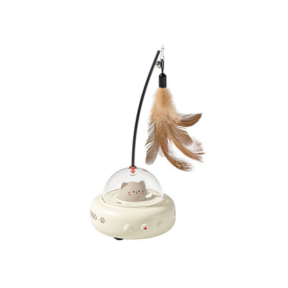 Electric UFO Cat Teaser – Interactive Toy with Bell & Replaceable Feather