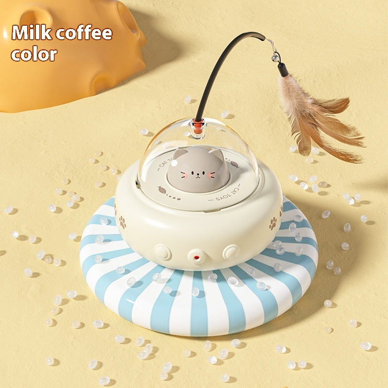 Electric UFO Cat Teaser – Interactive Toy with Bell & Replaceable Feather