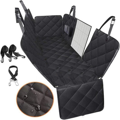 Dog Car Seat Cover with Mesh Window – Pet Hammock & Safety Protector for Rear Seats | Zipper, Pocket & Travel-Friendly Design
